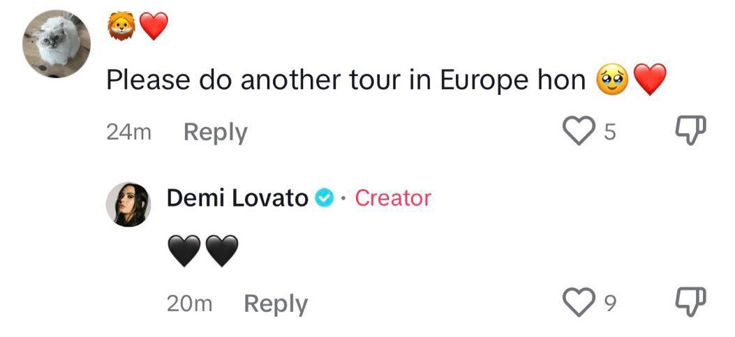 iLovatoFrance's tweet photo. Demi a répondu à un commentaire sur son dernier TikTok mentionnant une tournée européenne : https://t.co/UN0ubCAGuf https://t.co/fg5SvuHQ5Q