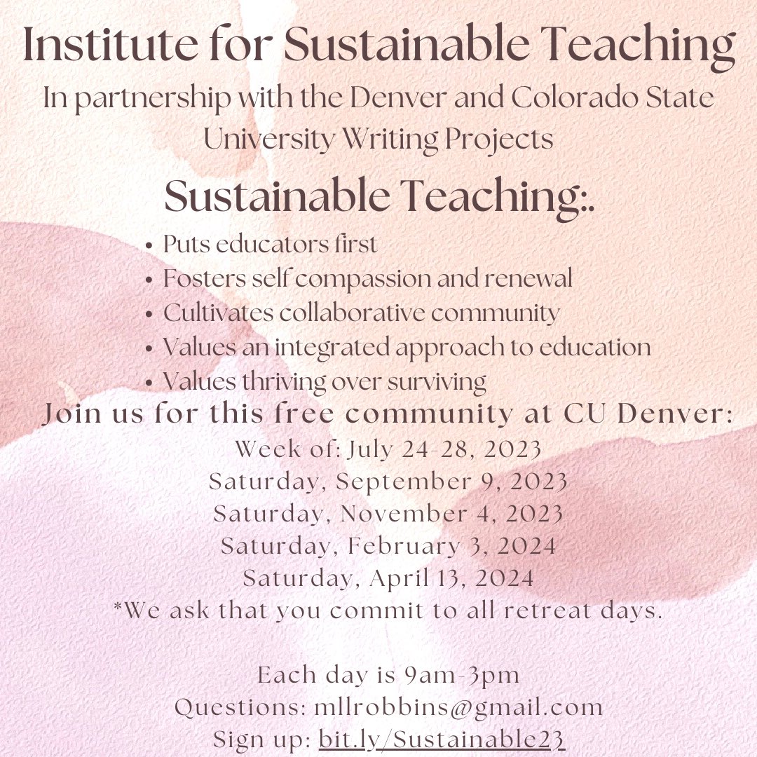 Join us for community, connection, writing, and restoration.
Go to denverwritingproject.org for registration and information.