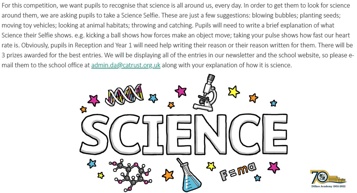 DilkesAcademy's tweet photo. #ScienceSelfie Competition https://t.co/X1binptNjR