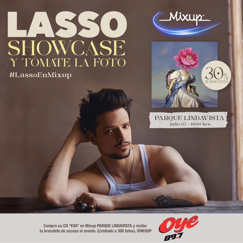 CDMX !🇲🇽 el próximo 7 de Julio a partir de las 18:00hrs en el Mixup de Parque Lindavista tendré un showcase y venta física de mi nuevo álbum Eva. 

Y cuidado 👀 que las primeras 300 personas que compren mi disco se podrán tomar foto conmigo.