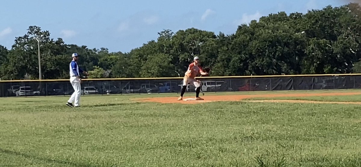 Carson took a break from pitching today to play 3rd. The catcher is his teammate from Monmouth!@CarsonMohler