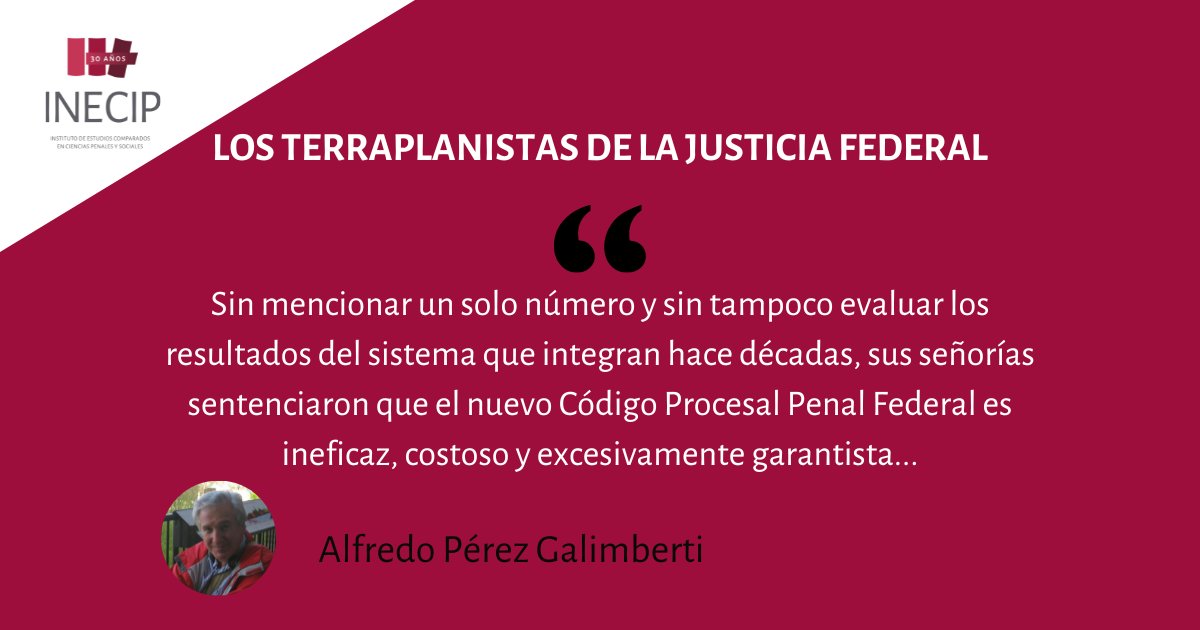 INECIP's tweet image. Alfredo Pérez Galimberti (Inecip) opinó en @perfilcom acerca de las críticas sobre el #CódigoProcesalPenalFederal manifestadas por integrantes de #ComodoroPy y otros actores en un encuentro en la sede del Consejo Arg. para las Relaciones Internacionales

🌐bit.ly/44qslEk