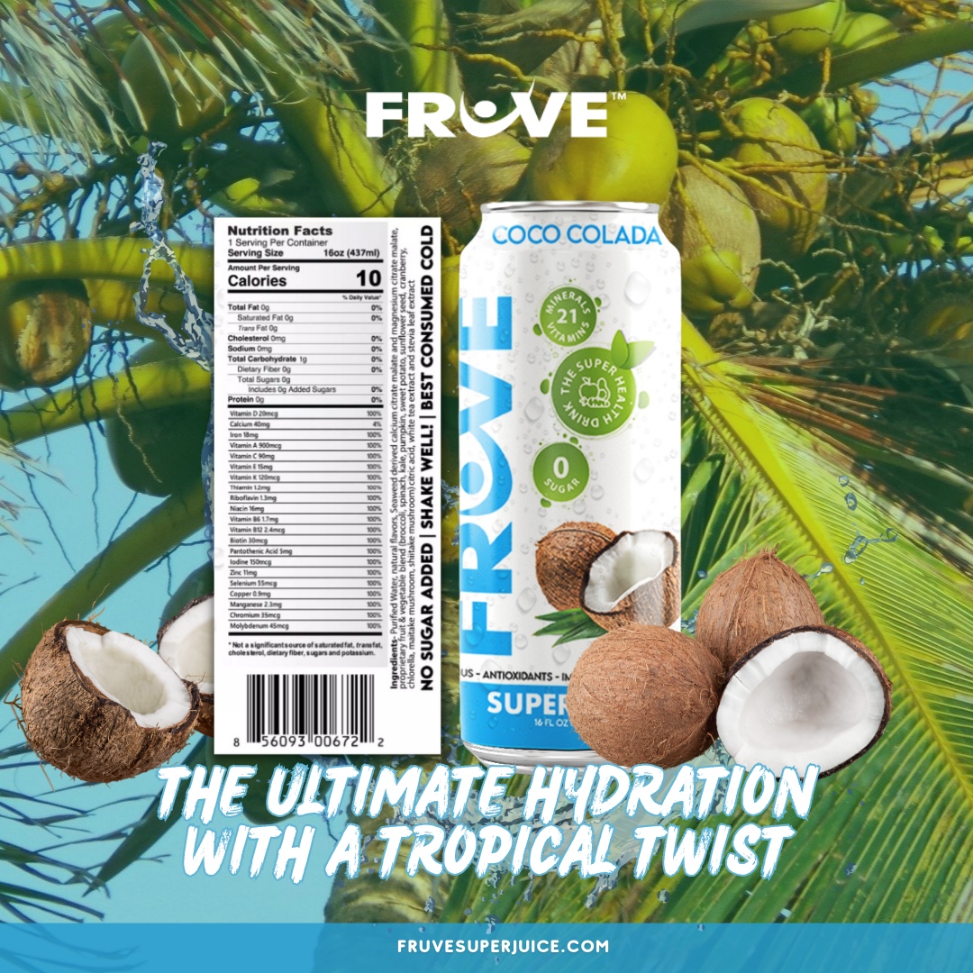 This delicious drink is the perfect combination of tropical flavors, giving you a true taste of paradise. And the best part? It comes with zero sugar and low calories, so you can indulge without any regrets!

But that's not all. FrUve Super Water Coco Colada is here to help yo...