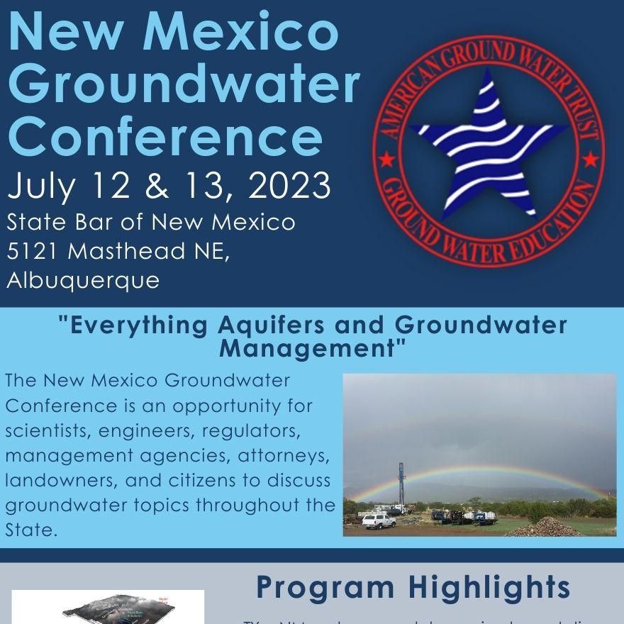 This AGWT conference shares practical, cost-effective and innovative solutions to help maintain well efficiency, maximize yield potential, and secure long-term supply sustainability, water quality.

conta.cc/3XA2Rlw

#waterdata #nmwaterdata #water #groundwater #newmexico
