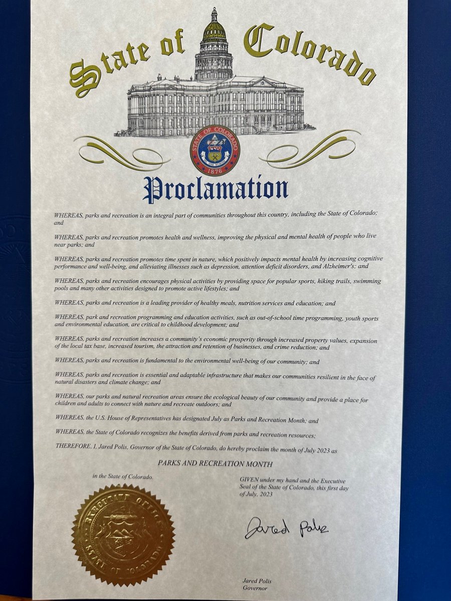 CPRA_tweets's tweet image. Happy @NRPA_news Parks and Rec Month! We partnered with @GovofCO to celebrate July as Parks and Rec Month in CO! Thanks to Gov. Polis for highlighting the work of parks and recreation orgs and the essential services we provide in CO.  #wherecommunitygrows #parkandrecmonth23