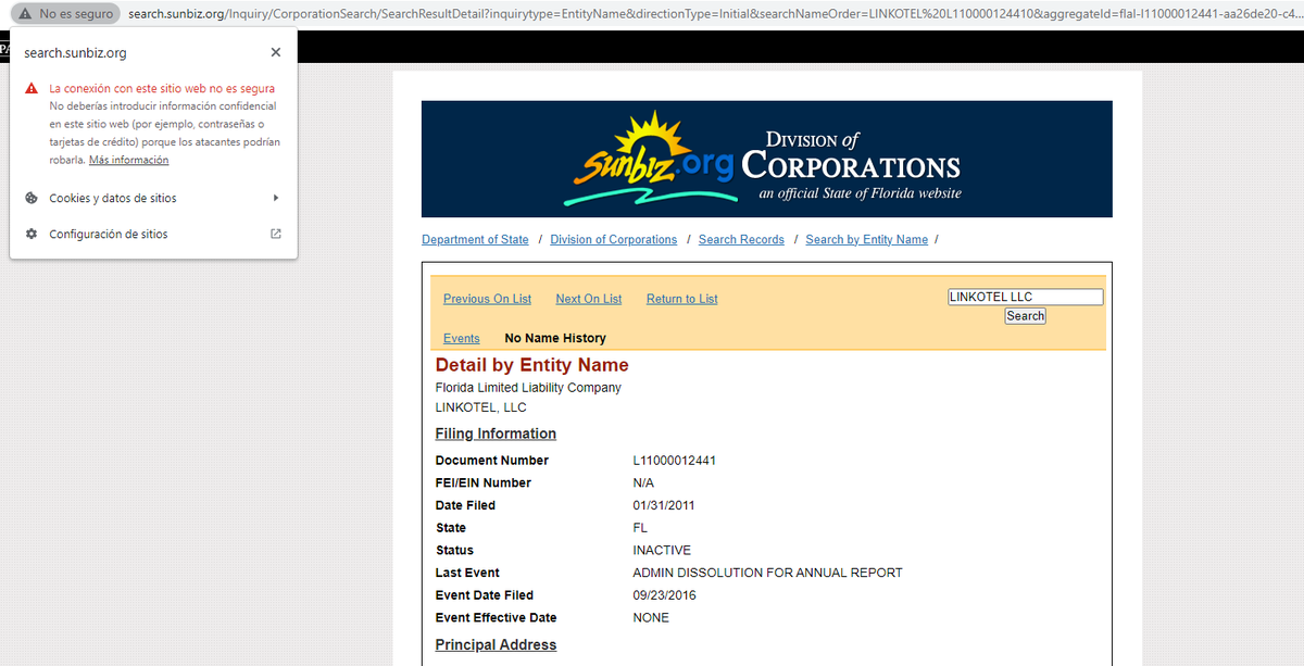 danicazac's tweet photo. @PhilipAMLC @jantopicecuador En la primera imagen, consta captura del sitio web oficial del Estado de Florida, la misma es un sitio seguro, como debe de ser. La otra página es la captura del sitio web que ud hace referencia, y NO es un sitio seguro... das risa pana, borrego. https://t.co/meFLslPJjb