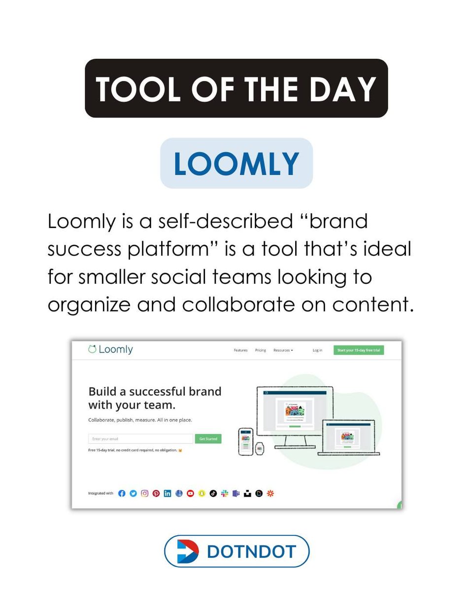 dotndot's tweet photo. Lets see the #tooloftheday
It is loomlysocial a well known #collaborationtool
#contentmarketing #contentmarketinganalytics #contentmarketing101 #digitalmarketing101 https://t.co/FMp6xgfTks