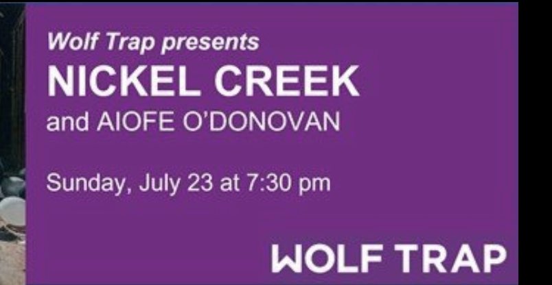 We are giving away 3 pair of tickets to the July 23 Nickel Creek show at the Filene Center at Wolf Trap in Vienna, VA Sun, July 23. Sharing the bill is Grammy award-winning songwriter &amp; musician Aoife O’Donovan. Enter here bluegrasscountry.org/nickel-creek-w… Return by midnight Sun, July 8!