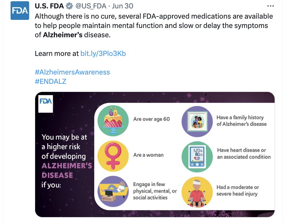 Is there an FDA-approved drug to maintain mental function in Alzheimer's? I see this tweet from FDA (pic) and did a double take to ask this question. 
Where I'm coming from I know the recent beta-amyloid drugs are still pending clinical outcomes. I thought at most you could say