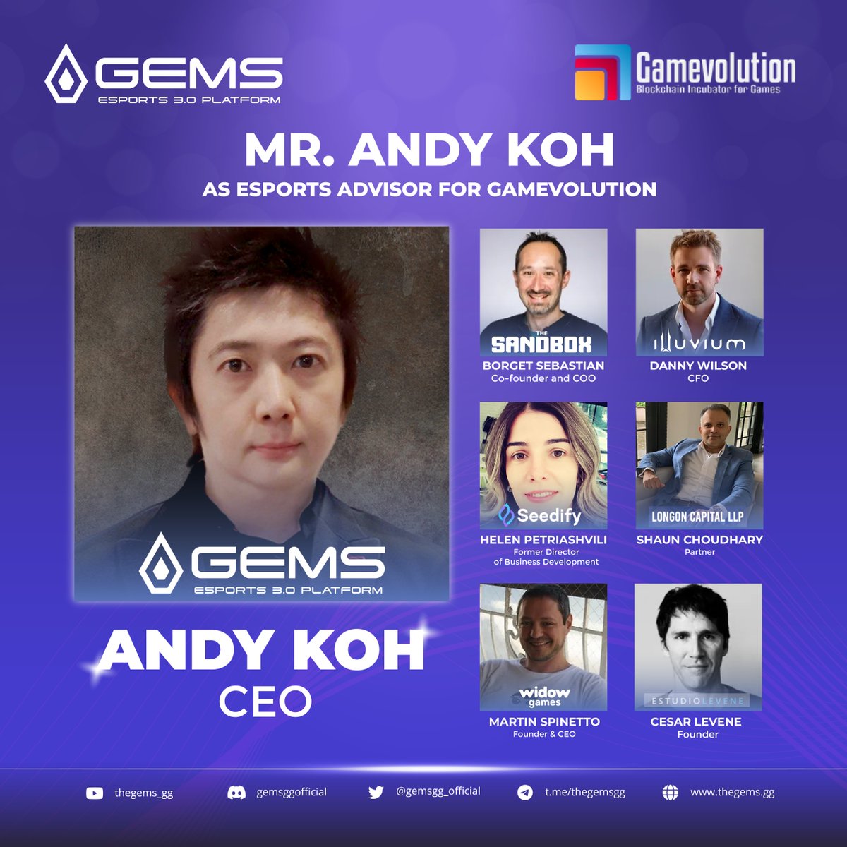 gemsgg_official's tweet photo. Congratz, our CEO of GEMS, has become one of the Esports Advisors for @GamevolutionIO 
#GEMS #esports3 #advisor #gamevolution https://t.co/DwYG3fhROv