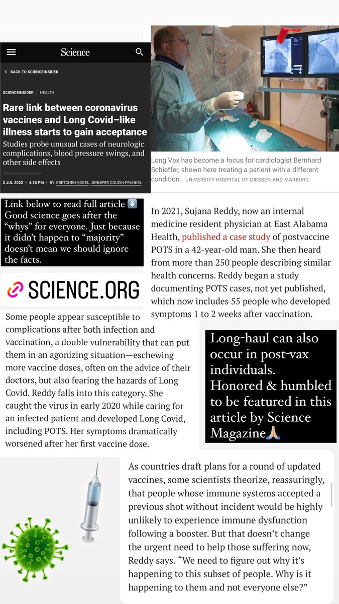 sujana94's tweet photo. Thank you @ScienceMagazine for interviewing me &amp; allowing the vaccine-injured to have their voices heard! I’m on their side &amp; will always strive to share the science &amp; truth I see. Our work isn’t done! ❤️‍🩹#vaccineinjury #postvax #longcovidawareness #POTS 

https://t.co/57lmEfN4df https://t.co/Ls9El0uEqP
