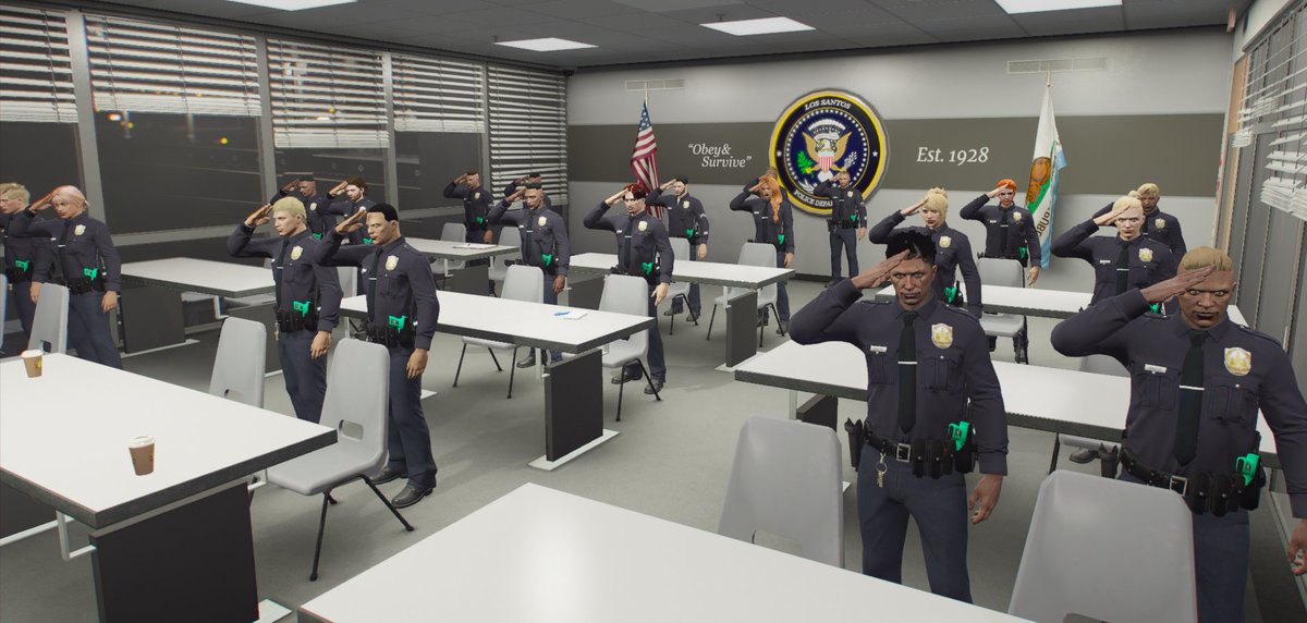 LSPDOldSchoolRP's tweet photo. [LSPD - Briefing]  

Primer 10-80 en la sala de briefing. Buen servicio a todos los agentes que a partir de hoy surcan las calles protegiendo la ciudad de Los Santos.

@old_school_rp | #LSPD #ObeyAndSurvive https://t.co/Igzrz4ff9j
