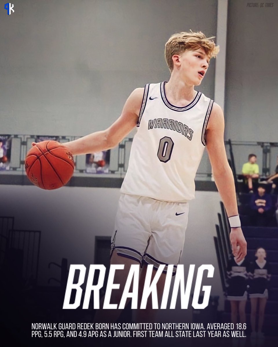 𝘽𝙍𝙀𝘼𝙆𝙄𝙉𝙂

Norwalk Guard Redek Born (<a href="/redekborn/">Redek Born</a>) commits to Northern Iowa 🟣🟡

Averaged 18.6 PPG / 5.5 RPG / 4.9 APG last year and was first team all state.