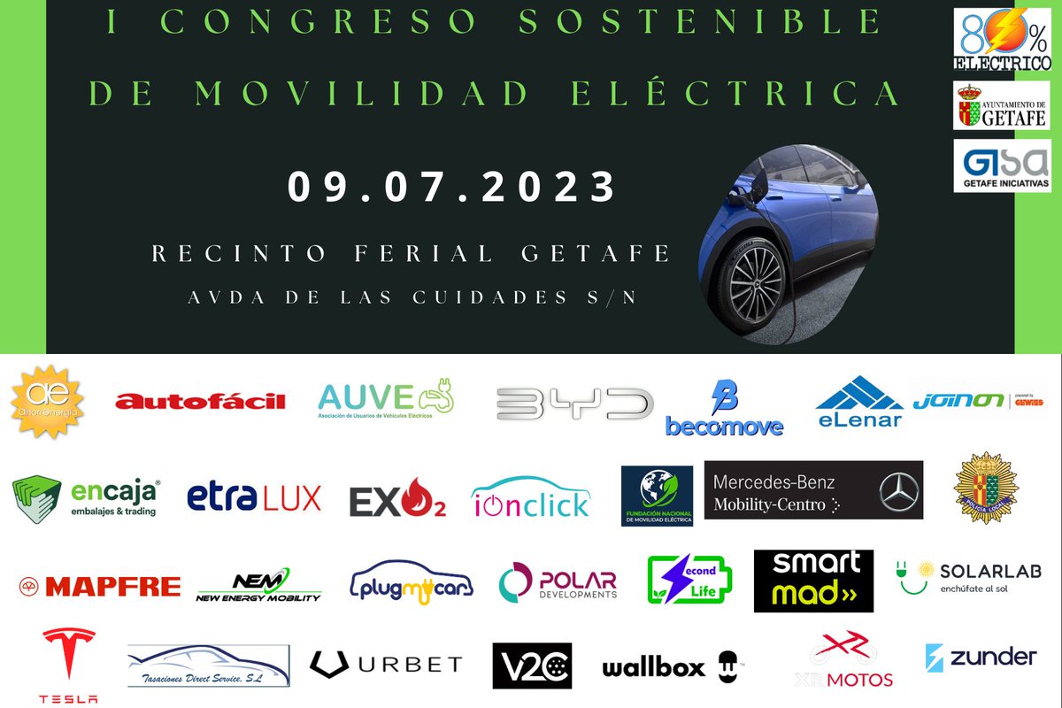 A pocos días del #CongresoSostenibledeMovilidadEléctrica y se siguen sumando empresas. Os esperamos el 09 de julio a partir de las 10:00 horas.#MovilidadSostenible #movilidadelectrica