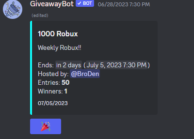BrobotStudios's tweet photo. 1000 Robux Giveaway!!!
Only 2 days left!
To Enter:
・Like + Retweet 
・Follow Me 
・Join the Discord and hit the party hat in the giveaway channel https://t.co/J69hGUcaJS

Winners DMed
#ROBLOX #ROBLOXDev #robloxgiveaway #robuxgiveaway #robuxgiftcard #FreeRobux #robuxcodes https://t.co/GAGTfsyIxe
