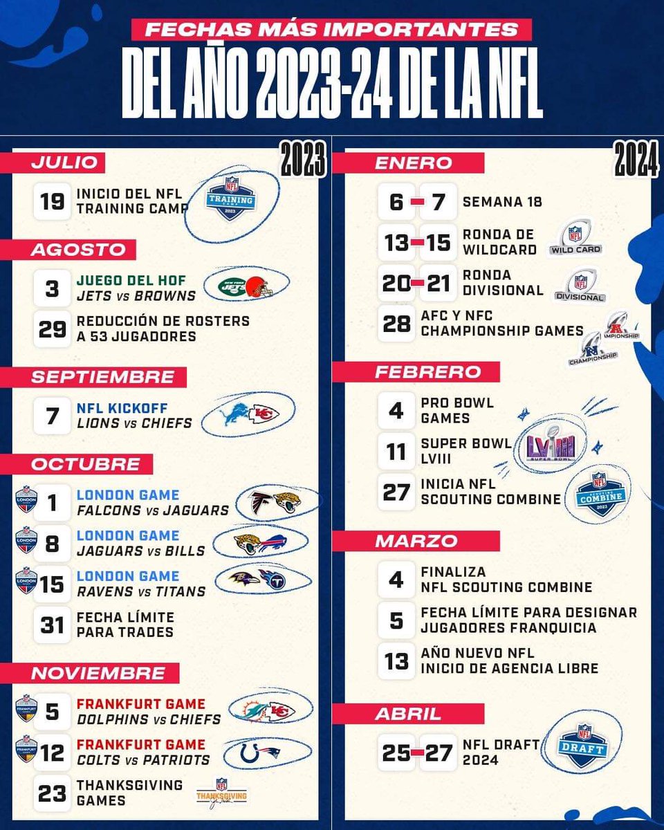 Sileentiendo's tweet photo. Para que vayan ajustando sus calendarios, estos son los días que tendrán que cancelar esas citas con personas que extrañamente no disfrutan de la NFL.
#NFL 
#KickOffNFL https://t.co/3KQTxJUJg5