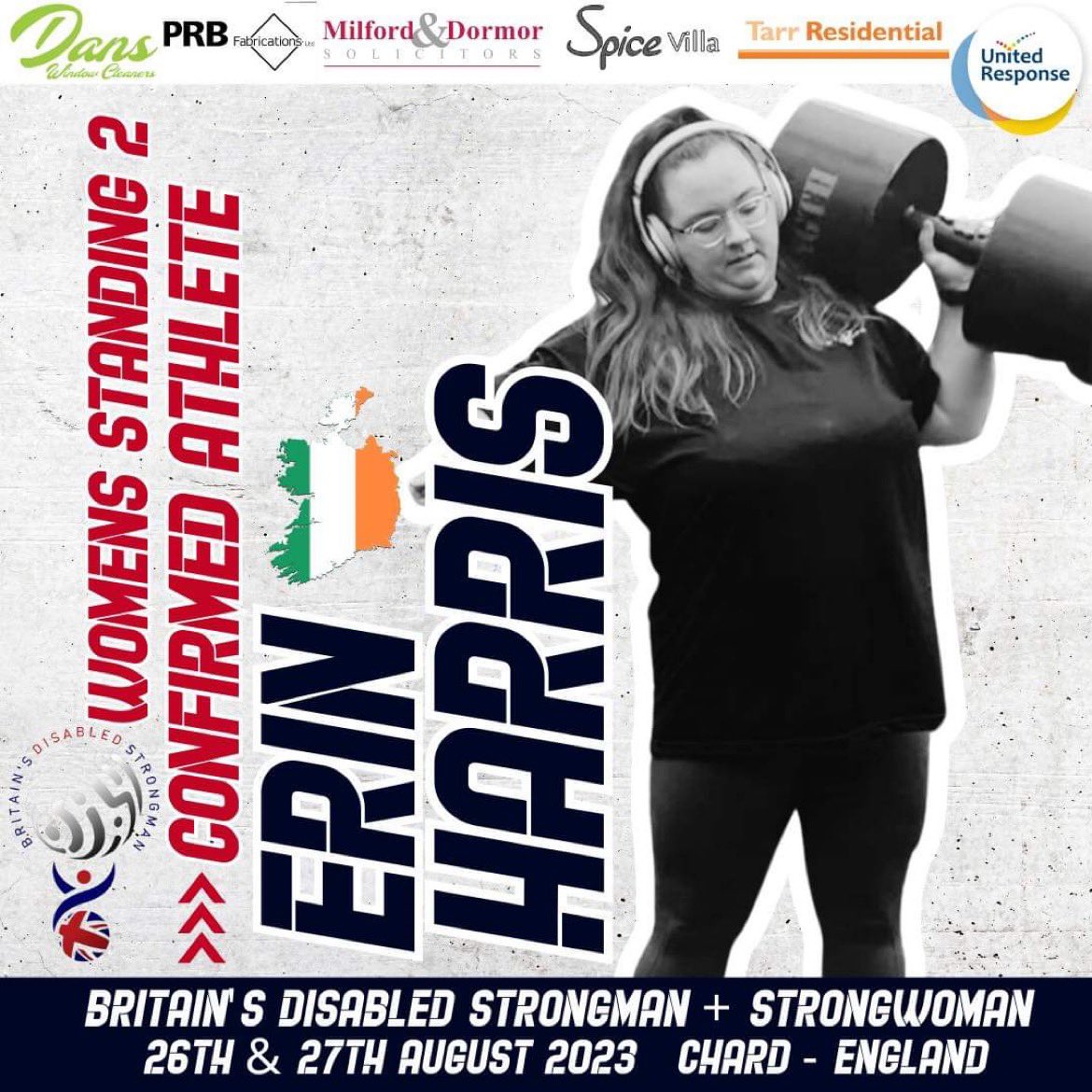 erinxlyons's tweet image. I am a CONFIRMED ATHLETE at BRITAIN’S DISABLED STRONGMAN &amp;amp; STRONGWOMAN 2023!!
26TH &amp;amp; 27TH AUGUST 2023 | 10AM - 3PM | Holyrood Academy, Chard, Somerset. WITH 
(free entry for spectators). - An amazing competition not to be missed!!!

instagram.com/p/CuP990fIIuS/