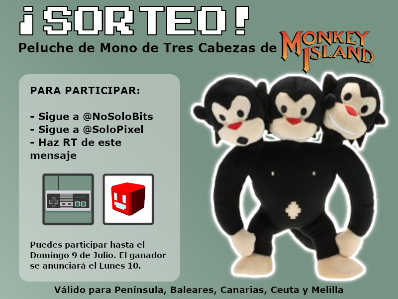 timeproofgames's tweet photo. ¡Sorteamos un peluche del mítico Mono de Tres Cabezas de Monkey Island!

Participar es muy fácil:
- RT de este mensaje🔁
- Sigue a @NoSoloBits 
- Sigue a @SoloPixel 

Tienes hasta el 9 de Julio para participar. El sorteo es válido para Península, Islas, Ceuta y Melilla.

¡Suerte! https://t.co/7mTbfVKdr4