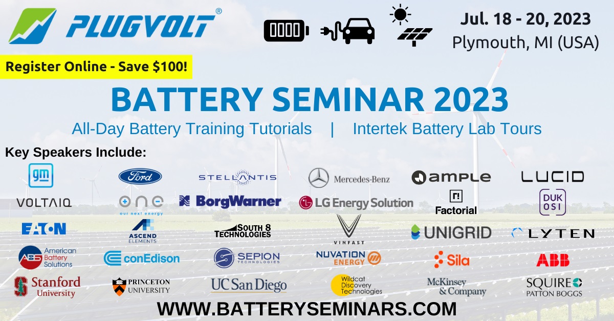 PlugVolt's tweet photo. 📣 Exciting news! ⚡️ #Battery #Seminar 2023 is just 2  weeks away! Don't miss out on this electrifying event featuring top  experts, cutting-edge technology, and insightful discussions. Join us  for a deep dive into the world of batteries! 🚀

https://t.co/t3yMEJSmsI

#PlugVolt https://t.co/FDuIsVGAvu