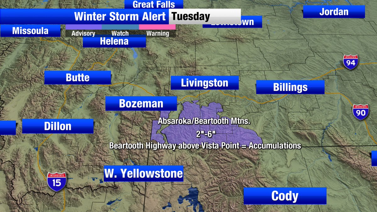 MarkHeyka's tweet photo. I try not to say the "s" word in July, but here it is!  Accumulating snow above 9000 feet.  It will impact the Beartooth Highway above Vista Point.  @abcfoxmt @nwsbillings #mtwx #nonstoplocal #beartoothhighway https://t.co/sd175XFT9B