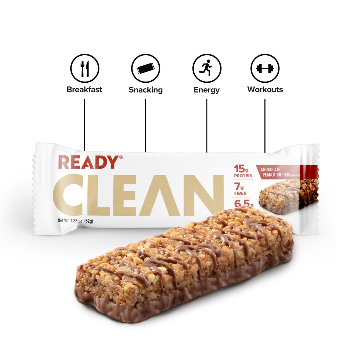 Ready® Bars are the perfect way to fuel your day.

Available in five flavors: 
• Chocolate Peanut Butter
• Chocolate Chip
• Dark Chocolate Coconut Almond
• Dark Chocolate Sea Salt
• Vanilla Swirl

Available nationwide at <a href="/Walmart/">Walmart</a>! Try them today 🛒