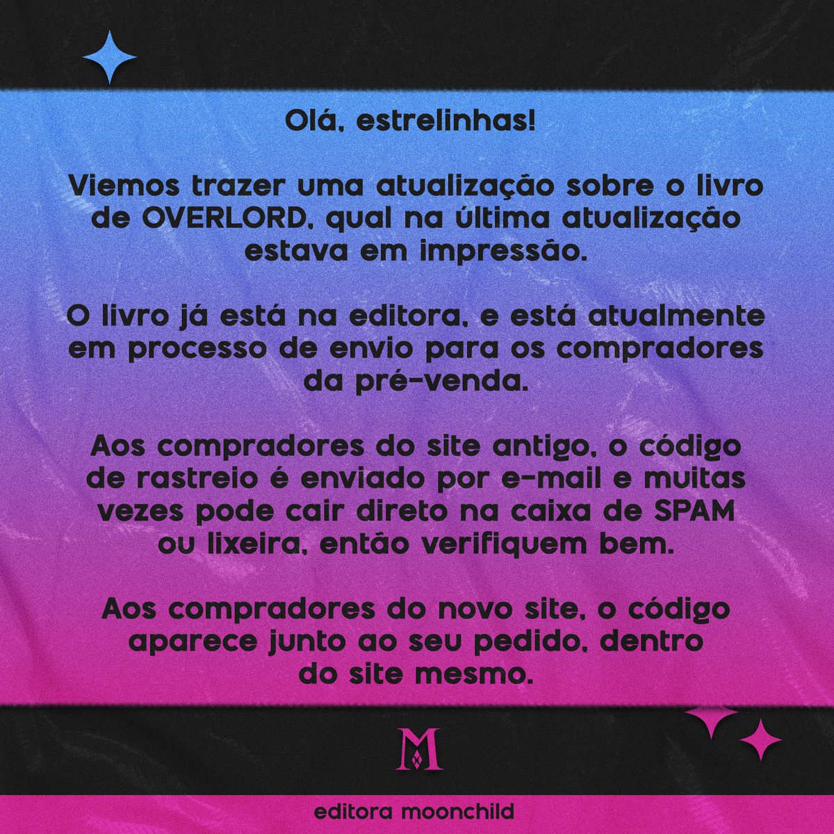 EditoraMoon's tweet image. Sabemos como estão ansiosos para ter o Suserano em mãos, então trouxemos algumas informações sobre os envios dos livrinhos! ✨🌙
