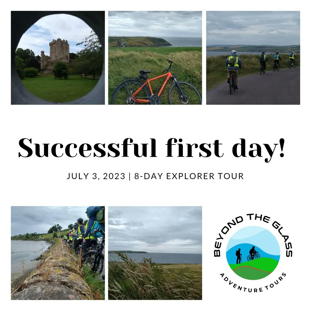 BTGToursIreland's tweet photo. First day on tour done - with a little bit of wind as our companion (or opponent?) ... 🍃
#multidaytour #liveontour #cyclebeyondtheglass #beyondtheglass #beyondtheglassadventuretours #visitireland #discoverireland #exploreireland #blarneycastle #wildatlanticway #oldheadofkinsale https://t.co/28WTmh20nt