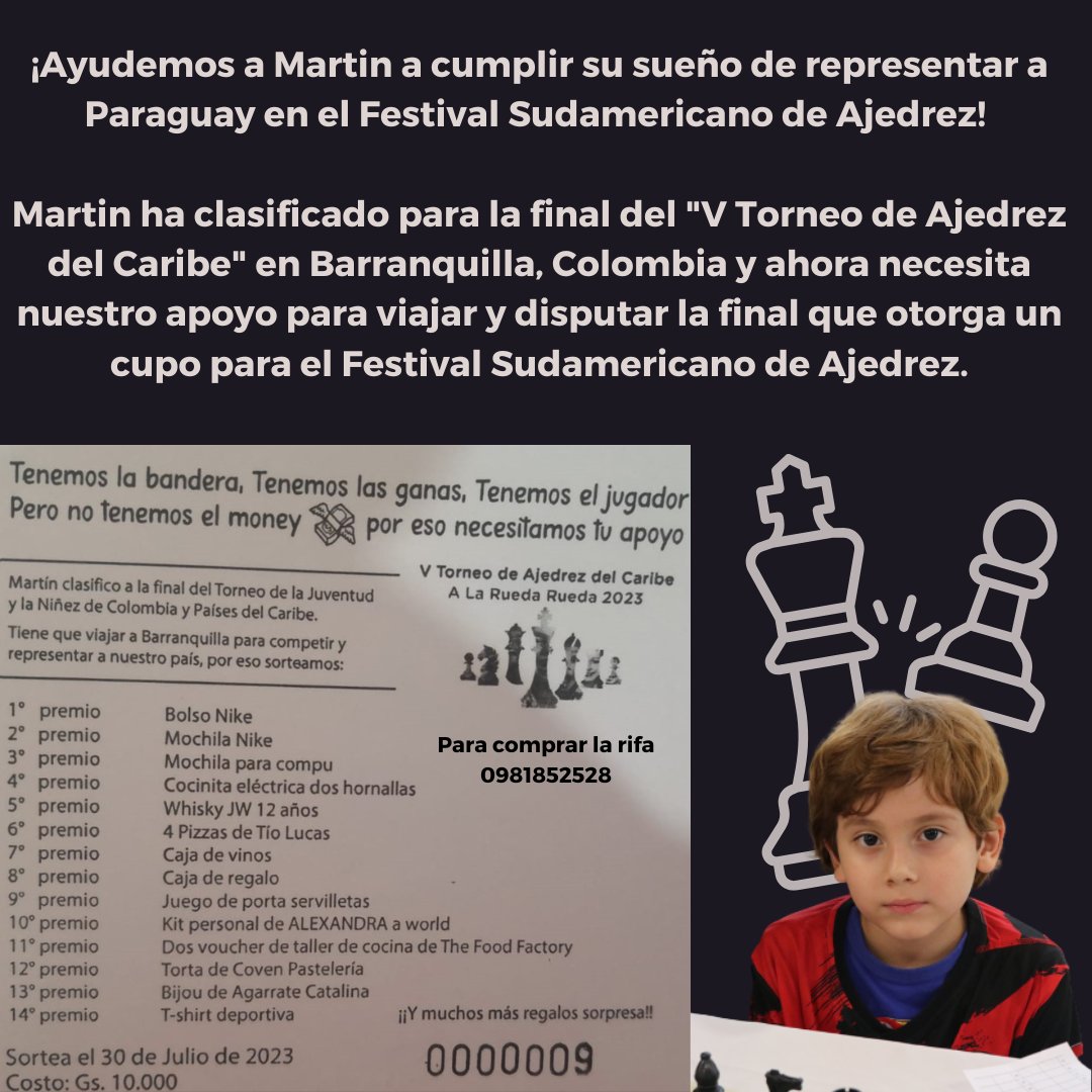 kaissapy's tweet photo. ¡Gente! Mi alumnito Martín necesita nuestra ayuda
Él ganó una serie de clasificatorios para disputar una final en Barranquilla 🇨🇴
Dicha final tiene como premio que el ganador vaya con los gastos cubiertos al Festival Sudamericano en diciembre
 ¡Compren pues la rifa y hagan un RT! https://t.co/Ifs4sOicjl