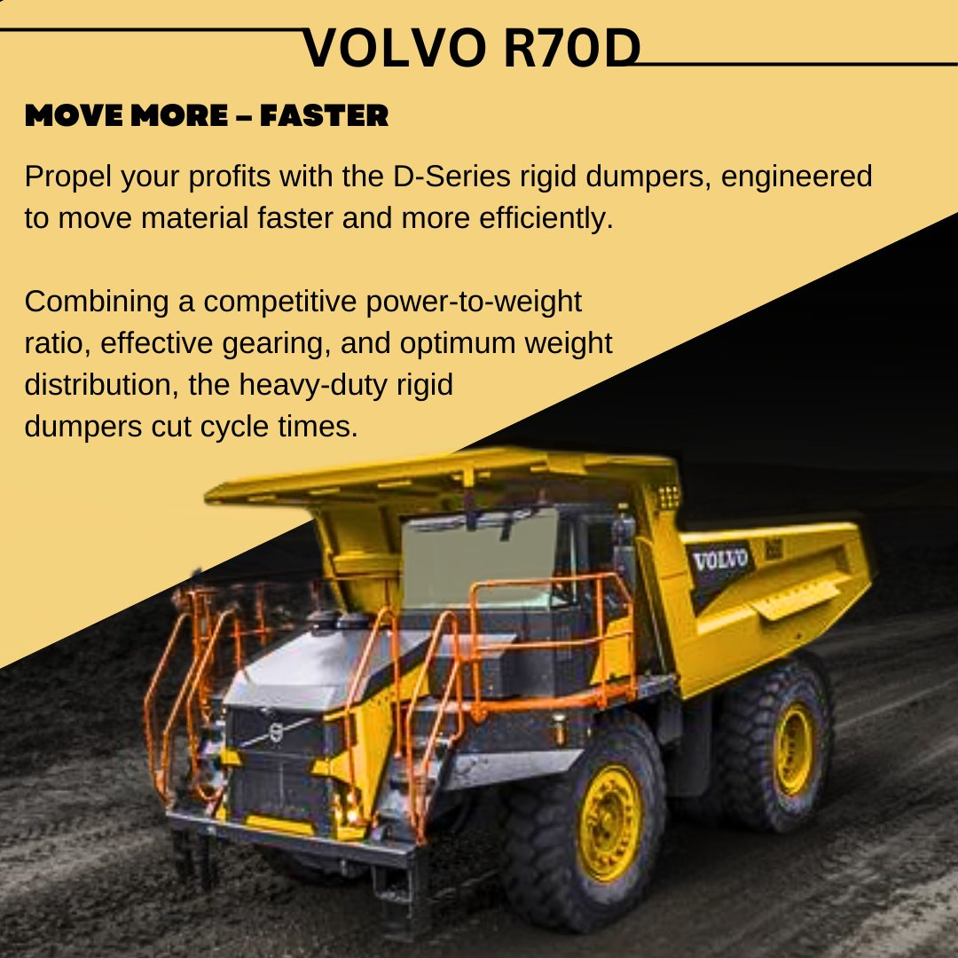 PODMachines's tweet image. It’s Machine Monday !!

Today&apos;s machine of the week is the Volvo R70D!

The R70D - Big on productivity but low on cost of operation 💪

Pat O&apos;Donnell &amp;amp; Co.
patodonnell.com

#rigidhauler #volvoloader #construction #machinery #heavymachinery #machinerylife