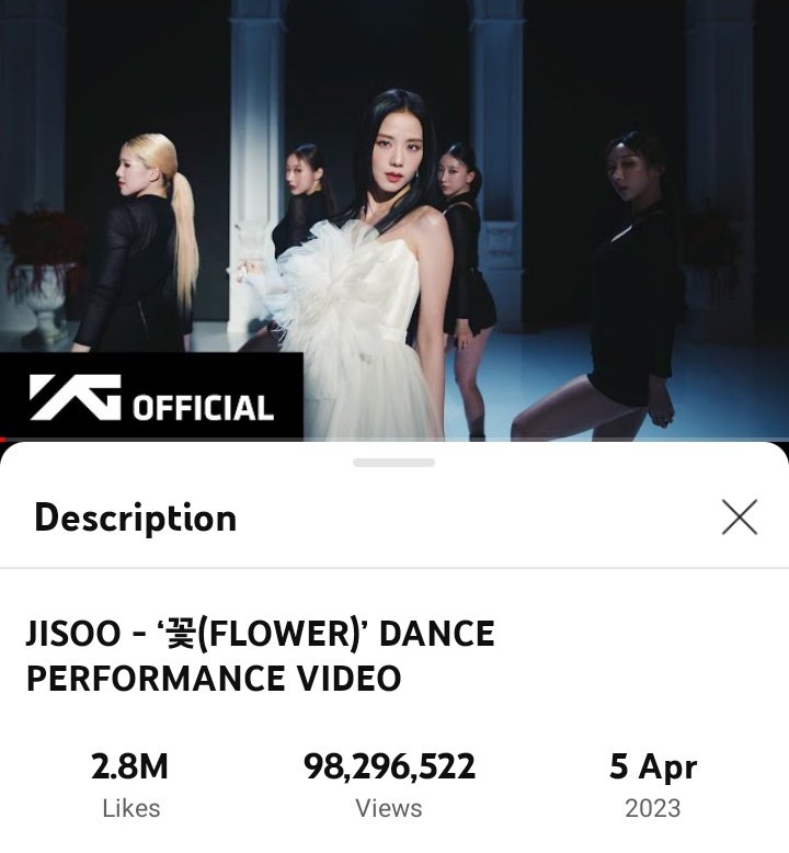 GlobalJisoo's tweet photo. Jisoo's "Flower" Dance Performance has surpassed 98 million views ✅️

🌹 https://t.co/RjB2G2hLDp (100M 🔜)

#JISOO #FLOWER #AllEyesOnMe #ME https://t.co/IIIyTSs9XN