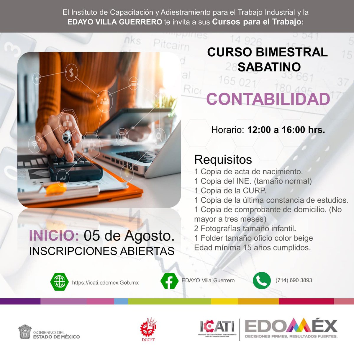 EdayoVilla's tweet photo. Ven con nosotros y capacítate en el taller de #Contabilidad, te esperamos en nuestras instalaciones y forma parte de esta gran familia edayense. 📷
#EDAYOVILLAGUERRERO
#EDAYOFLORECE https://t.co/GUpuVqZPzD