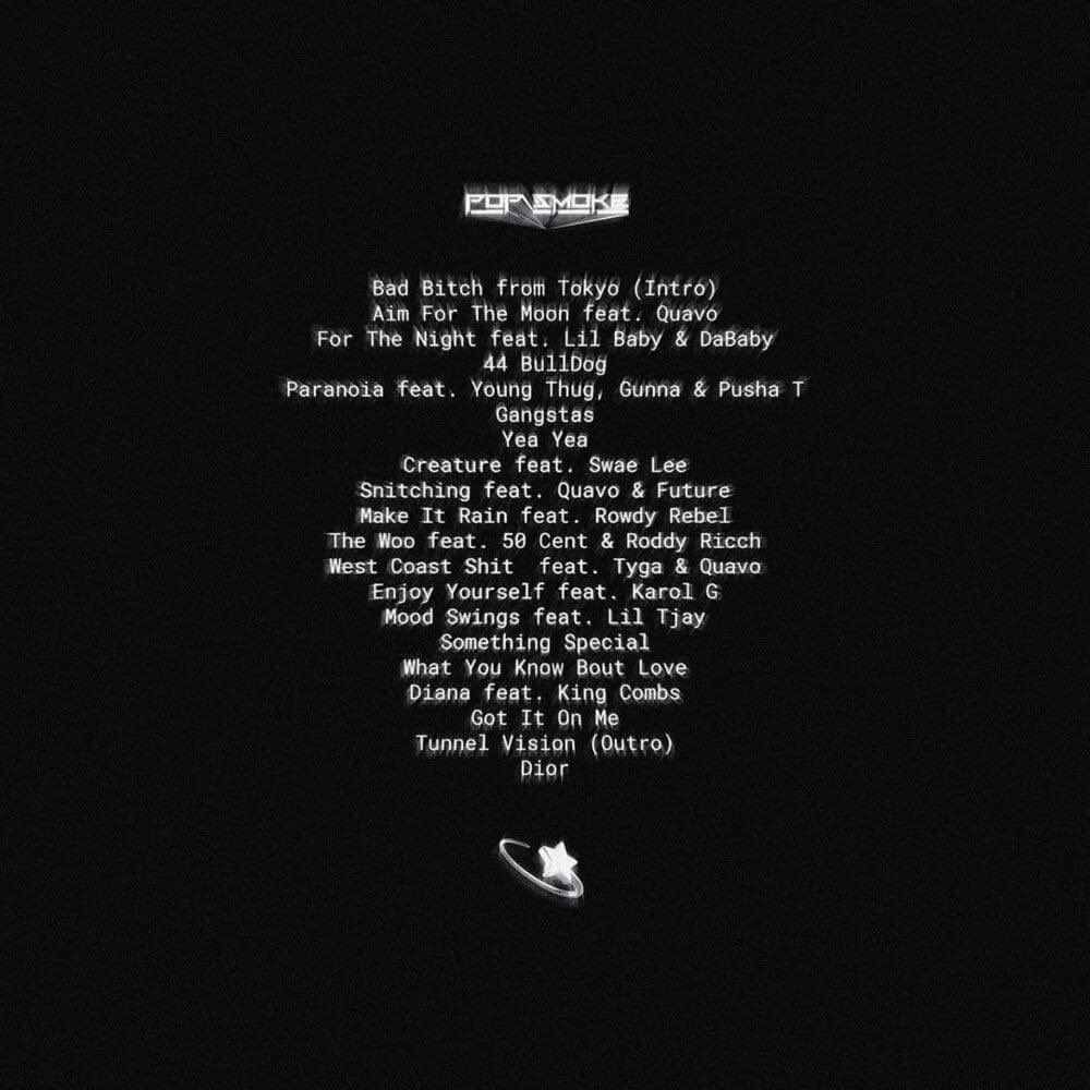 rapalert6's tweet photo. 3 years ago today Pop Smoke’s debut studio album “Shoot for the Stars, Aim for the Moon” featuring “For the Night,” “Mood Swings,” and more was was released. It debuted at #1 on the Billboard 200 selling 251,000 units first week, is certified 2x platinum, and is the most streamed rap album of the decade.