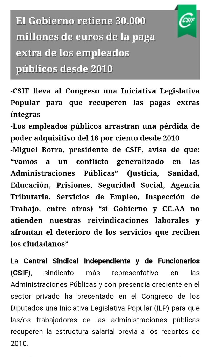 <a href="/RecortesCero/">Recortes Cero 👌🏽</a> Y mientras tanto los empleados públicos, laborales y funcionarios, seguimos con las pagas extras recortadas.
Tu médico, el profesorado, enfermeras, bomberos, cuerpos y fuerzas de seguridad, administración de justicia, tu administración local, etc. Todos somos empleados públicos‼️