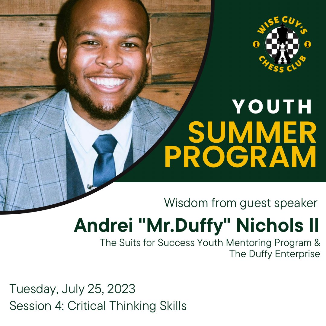 mrduffyyy's tweet photo. Applications for the 2023 Youth Summer Program are open! Looking for ages 8-17 to enjoy an electrifying 4-weeks of chess, personal development, and wellness ♟️

• Programming is from July 18th -   August 11th

Link to register : https://t.co/UGWYhKraUC https://t.co/qsPGJatjem