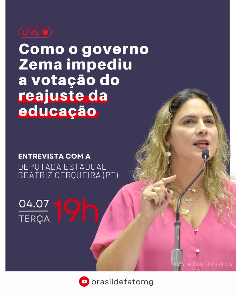 brasildefatomg's tweet photo. Chantagem?

Como você chamaria o cenário que o governo mineiro criou na ALMG ?

Vamos conversar com a deputada estadual @BiaCerqueira_  sobre os episódios na ALMG da última semana e entender porque o governo Zema segue barrando o reajuste dos servidores da educação. https://t.co/9gwyqlwPUT