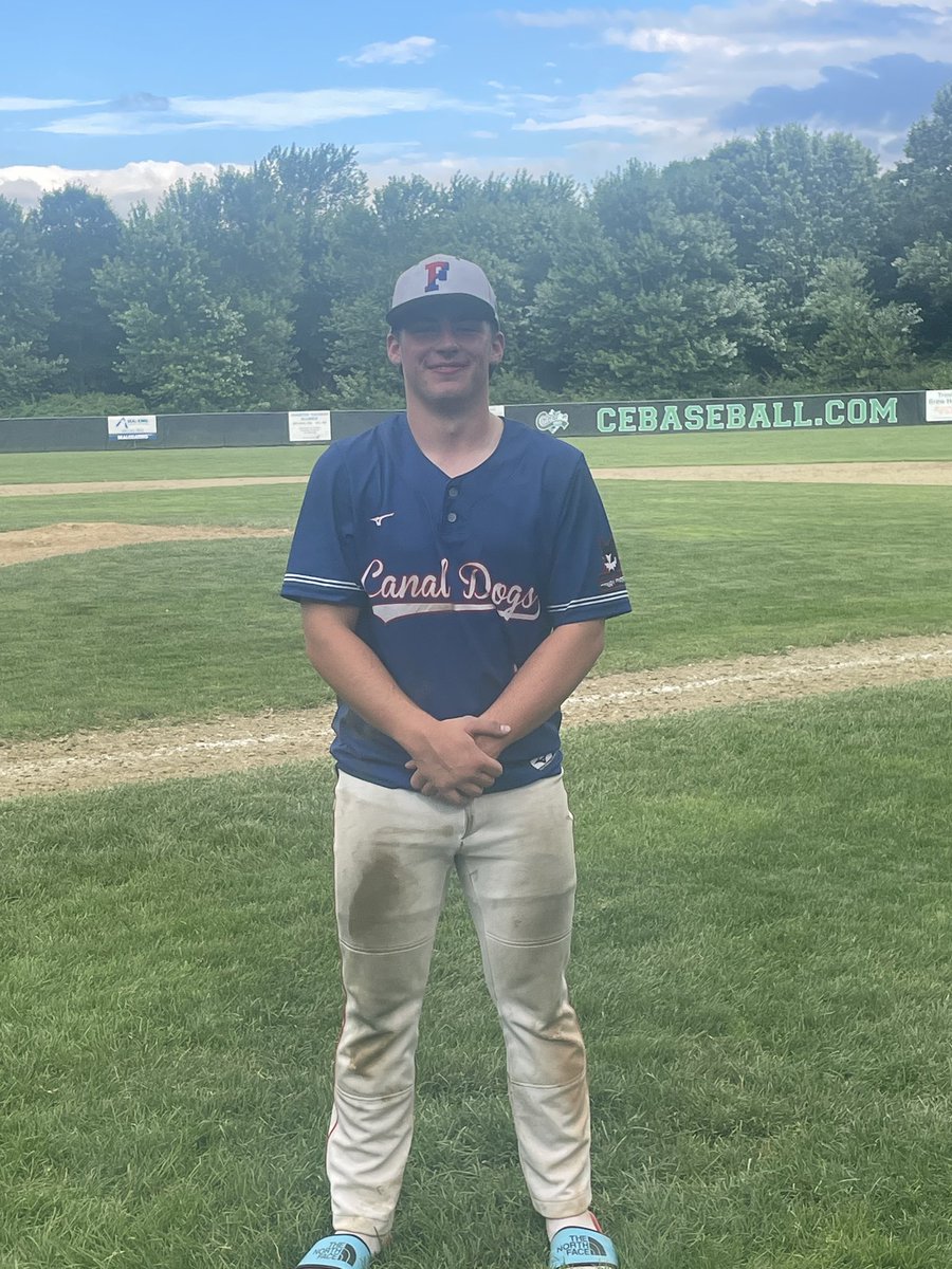 SP Tyler Gordner #3, 
<a href="/fptcanaldogs/">Canal Dogs/Cottreall-Warner Post 942</a> 
complete game, 1 run (wasn’t earned), 101 pitches, 4 hits 3 SO