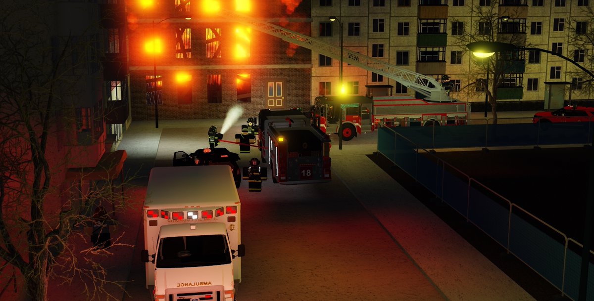 CFD_RBLX's tweet image. CFD on a call, of a Abandoned Apartment Fire. Working very hard to knock the fire down! #ROBLOX #RobloxChicago #RobloxDevs