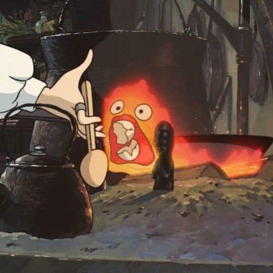 anime_'s tweet photo. Calcifer eating https://t.co/nKjUP1Lq5Q