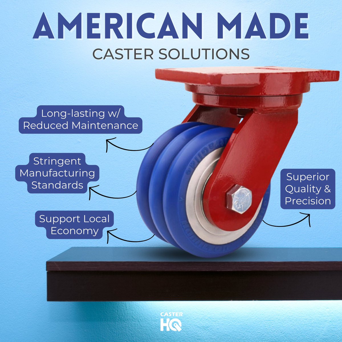 🇺🇸 Why Choose American-Made Casters? Quality matters! Opt for top-notch craftsmanship, stringent manufacturing standards, and long-lasting durability. Support your local economy too! When searching for casters, wheels, or material handling equipment, consider the benefits of