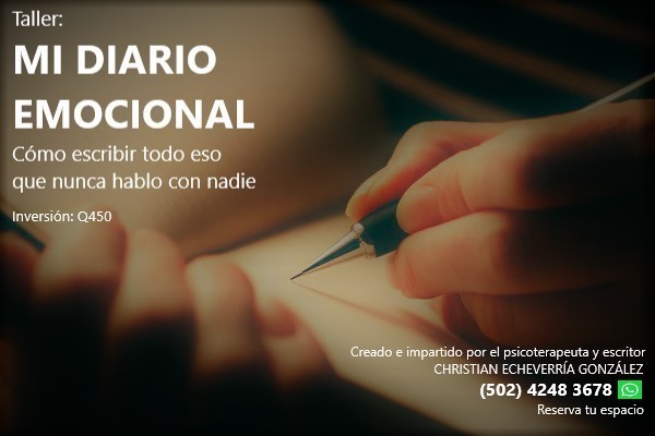 PRIMER ENCUENTRO
TEMAS:
• Ansiedad, obsesiones, depresión, culpa, vergüenza, ira, frustración y miedo sin control: mis monstruos internos
• El relato en primera persona
• ¿Qué pasa en mi cerebro cuando escribo sobre mí?: Neurociencia de la introspección y la escritura