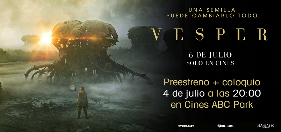 PREESTRENO 🎬💬 Compra ya tu entrada para el preestreno exclusivo en Valencia de la película de ciencia-ficción #Vesper (la gran vencedora del Maniatic 2022). Este martes 4 de julio, a las 20:00, en los Cines ABC Park, incluyendo presentación y coloquio:
reservaentradas.com/entrada/valenc…
