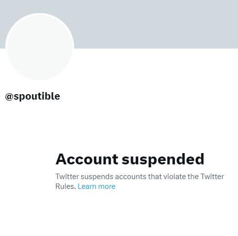 cbouzy's tweet photo. Twitter just suspended the Spoutible account. We literally never used the account. First, the hoax earlier, and now this. https://t.co/loV2YXCQJP