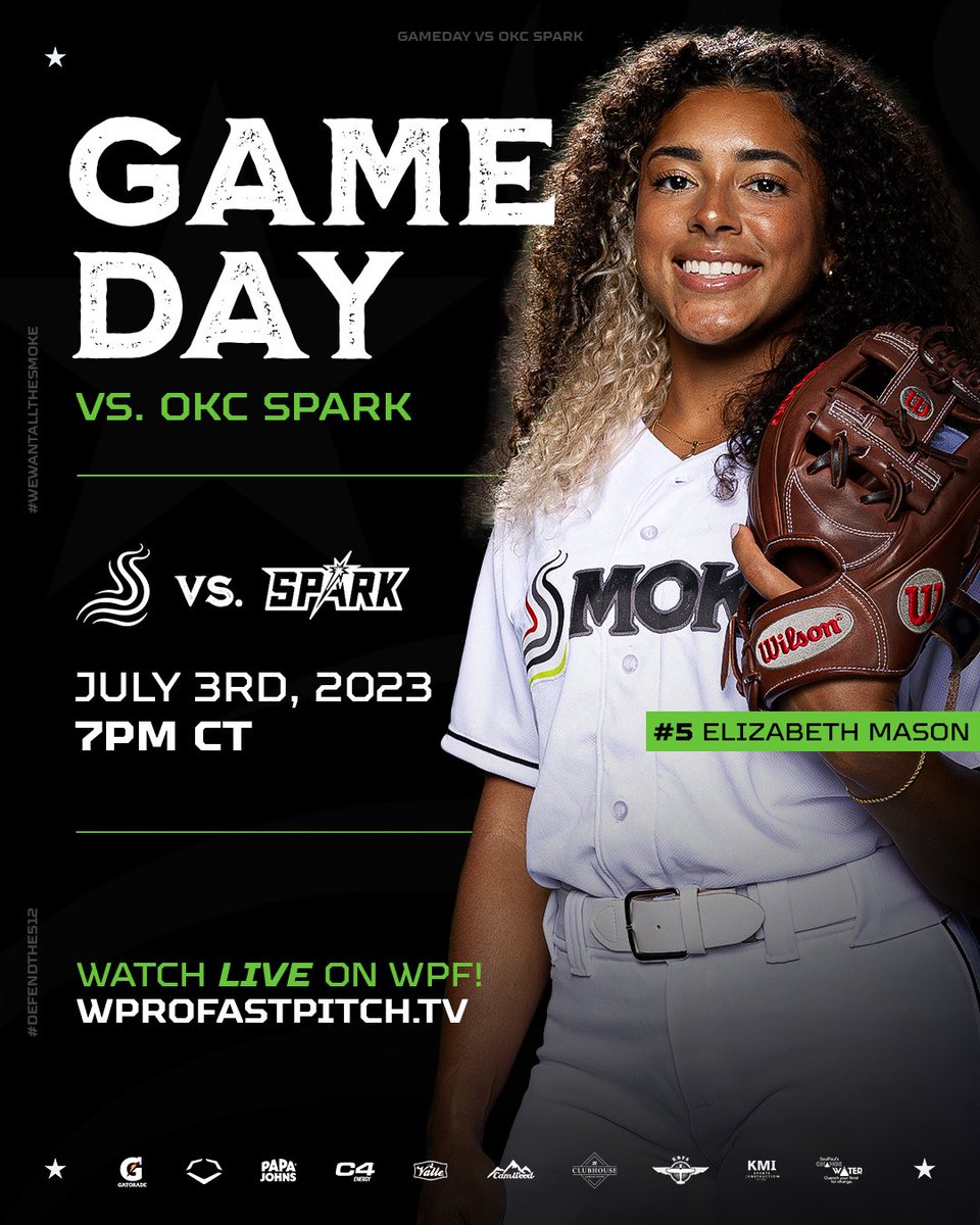 thetexassmoke's tweet photo. Bringing the SMOKE in the rubber match in OKC! 🔥💨
@ OKC Spark
📍Hall of Fame Stadium
⏰7:00pm CT
📺https://t.co/VPdpqtNj6B
#wewantallthesmoke #defendthe512 #itsgonnabeamovie #wpf #wprofastpitch https://t.co/2YPJQvo1cC
