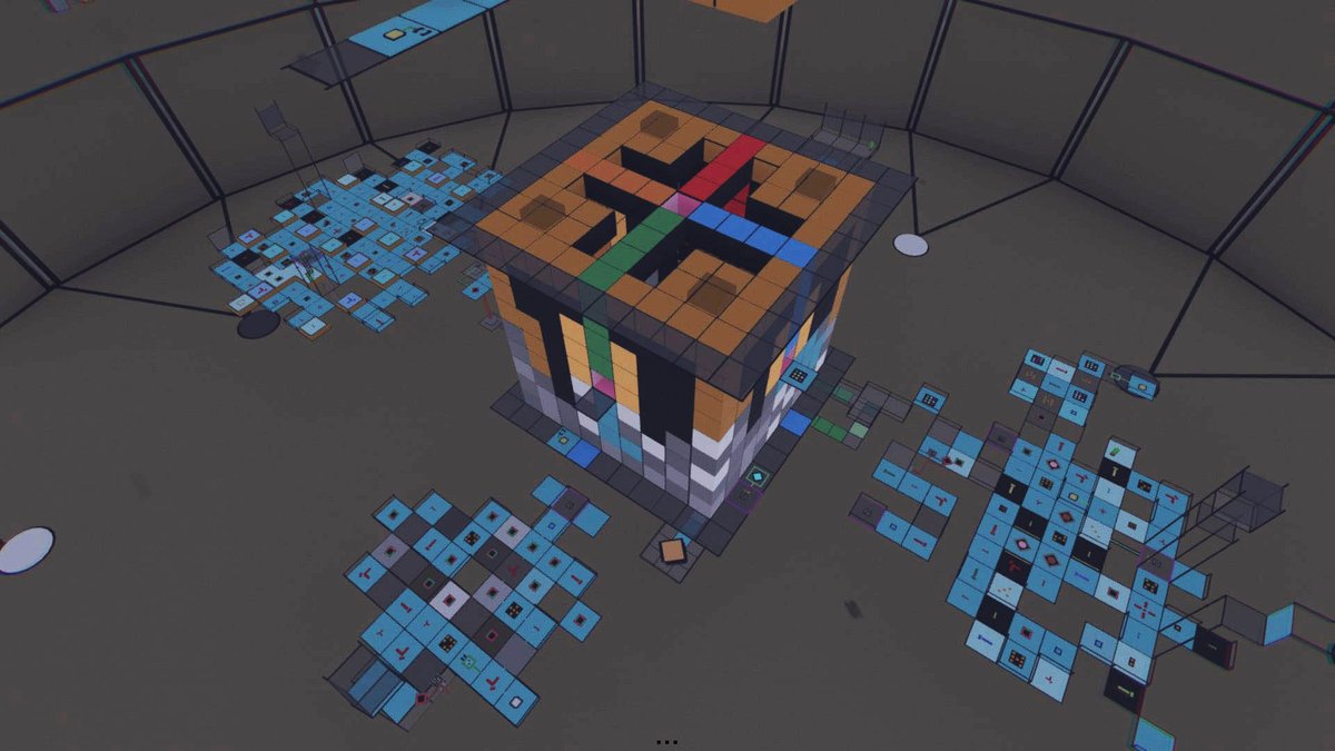 Orange World /  A arid, desert world, where the few central cubic structures, including  those outside, are full of charm and mystery. They will lead you on  strange paths and offer you extremely difficult puzzles.