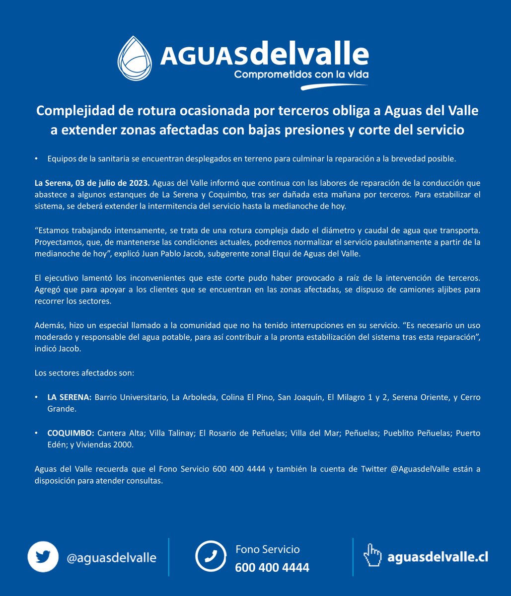 GetBlockGamer's tweet photo. #AguasdelValleInforma que debido a la complejidad de rotura ocasionada por terceros se extienden zonas afectadas con bajas presiones y corte del servicio en la conurbación. 

Más información: https://t.co/BmkttRGmKw https://t.co/vPHUX9qCMd