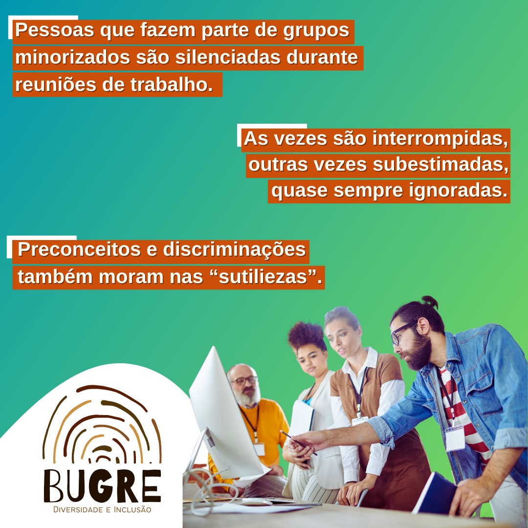 ArthurBugre's tweet photo. É comum que homens, brancos, heterossexuais e cisgêneros assumam o controle das reuniões de ponta a ponta.

É crucial compreender que preconceitos, discriminações e exclusões também residem nas "sutilezas". https://t.co/reLlwl45JI