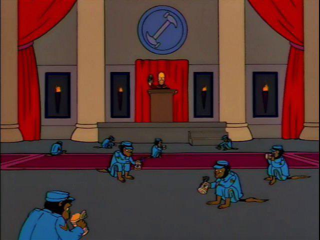 SoySimpsonito's tweet photo. Mientras tanto en las instalaciones del PRI después de la desbandada:

"Mis leales priistas: ¡comencemos la representación de la aprobación del Fobaproa!" https://t.co/Wp7t9VbYXI