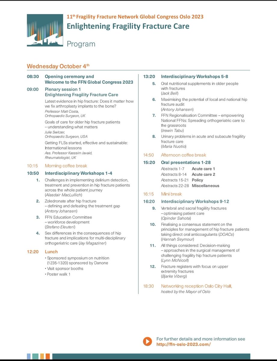 FF_Network's tweet photo. FFN Congress 2023

You already know that...

The 11th FFN Congress will host international keynote lectures, pre-congress sessions for specific disciplines, workshops, free paper sessions and posters that cover all aspects of care for fragility fracture patients https://t.co/2uL8OBKV0z