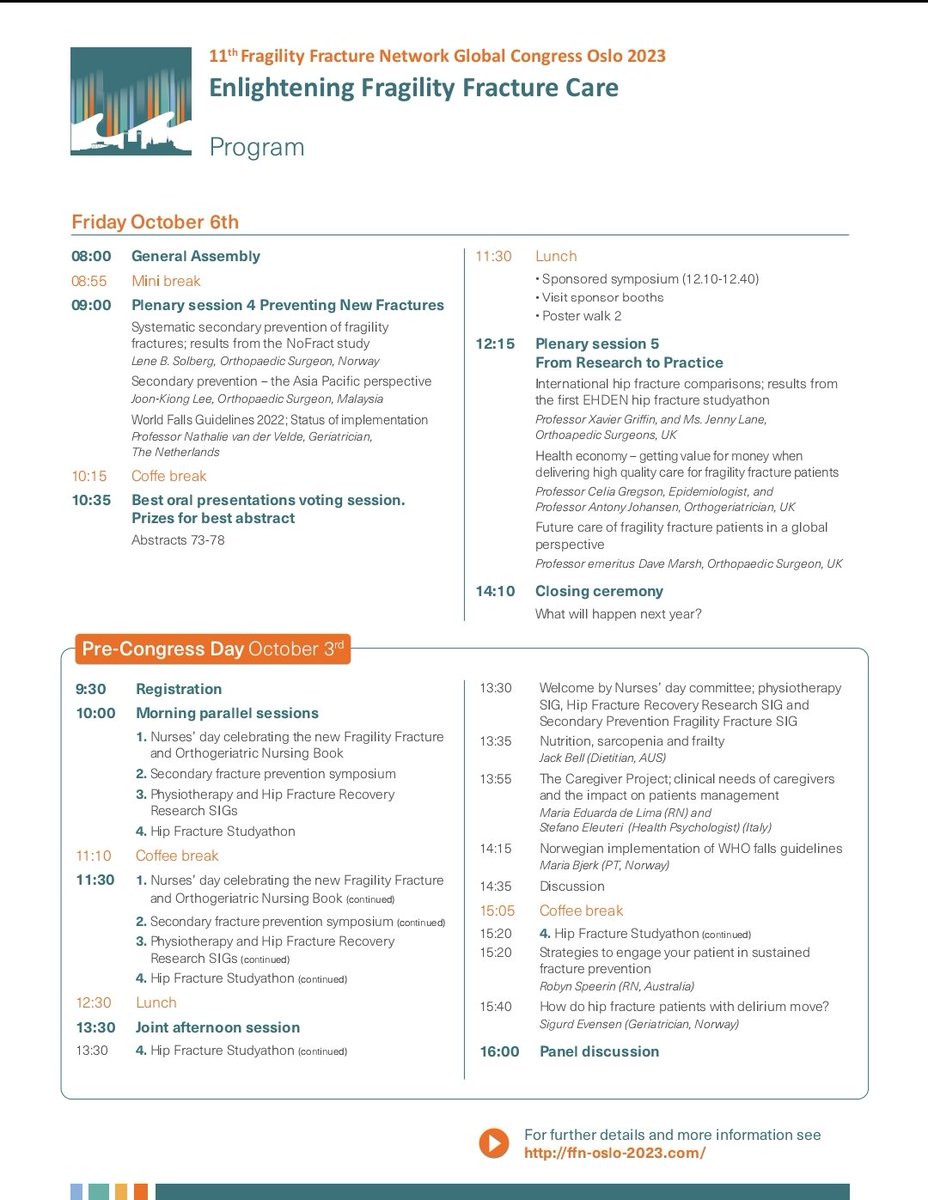 FF_Network's tweet photo. FFN Congress 2023

You already know that...

The 11th FFN Congress will host international keynote lectures, pre-congress sessions for specific disciplines, workshops, free paper sessions and posters that cover all aspects of care for fragility fracture patients https://t.co/2uL8OBKV0z