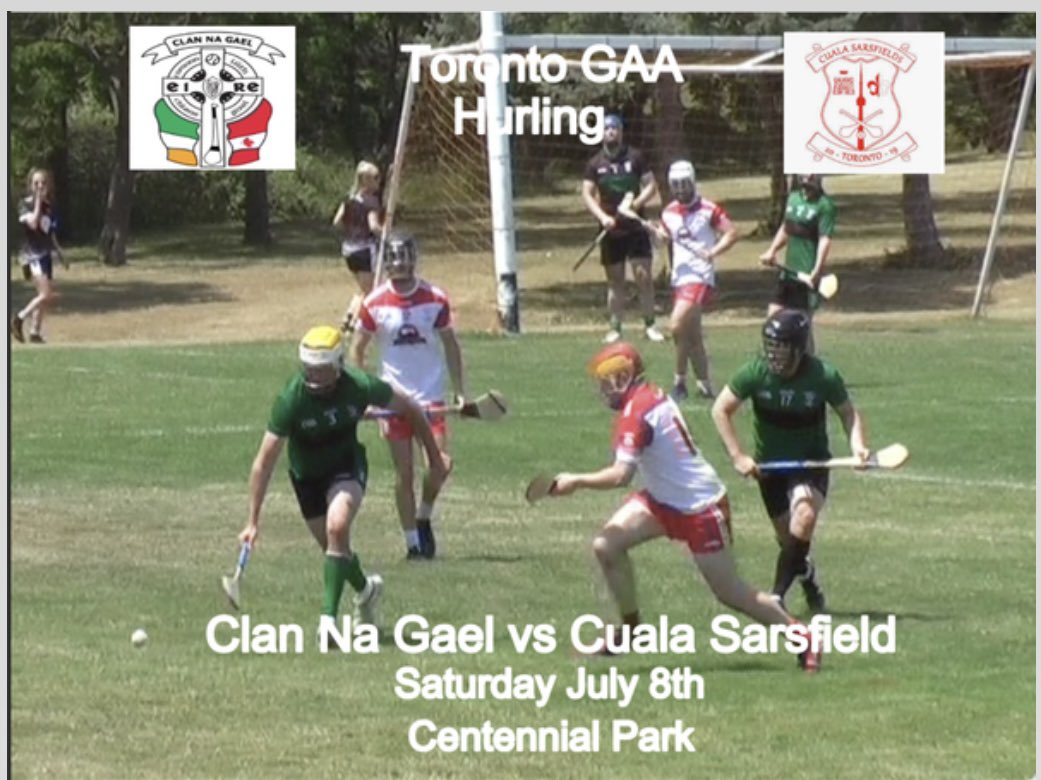 Hurling returns to Centennial Park Saturday. <a href="/ClanNaGaelTO/">Clann na nGael</a>  takes on <a href="/Cualasars/">Cuala Sarsfields 🇮🇪 🇨🇦</a> in game 1 of the Championship round. These teams met last month and ended in a tie. Game time 2 pm.